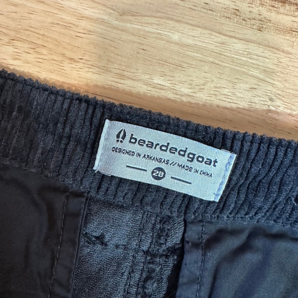 Bearded Goat Summer Days Corduroy Shorts Mens 28 Black Workwear - Picture 11 of 12